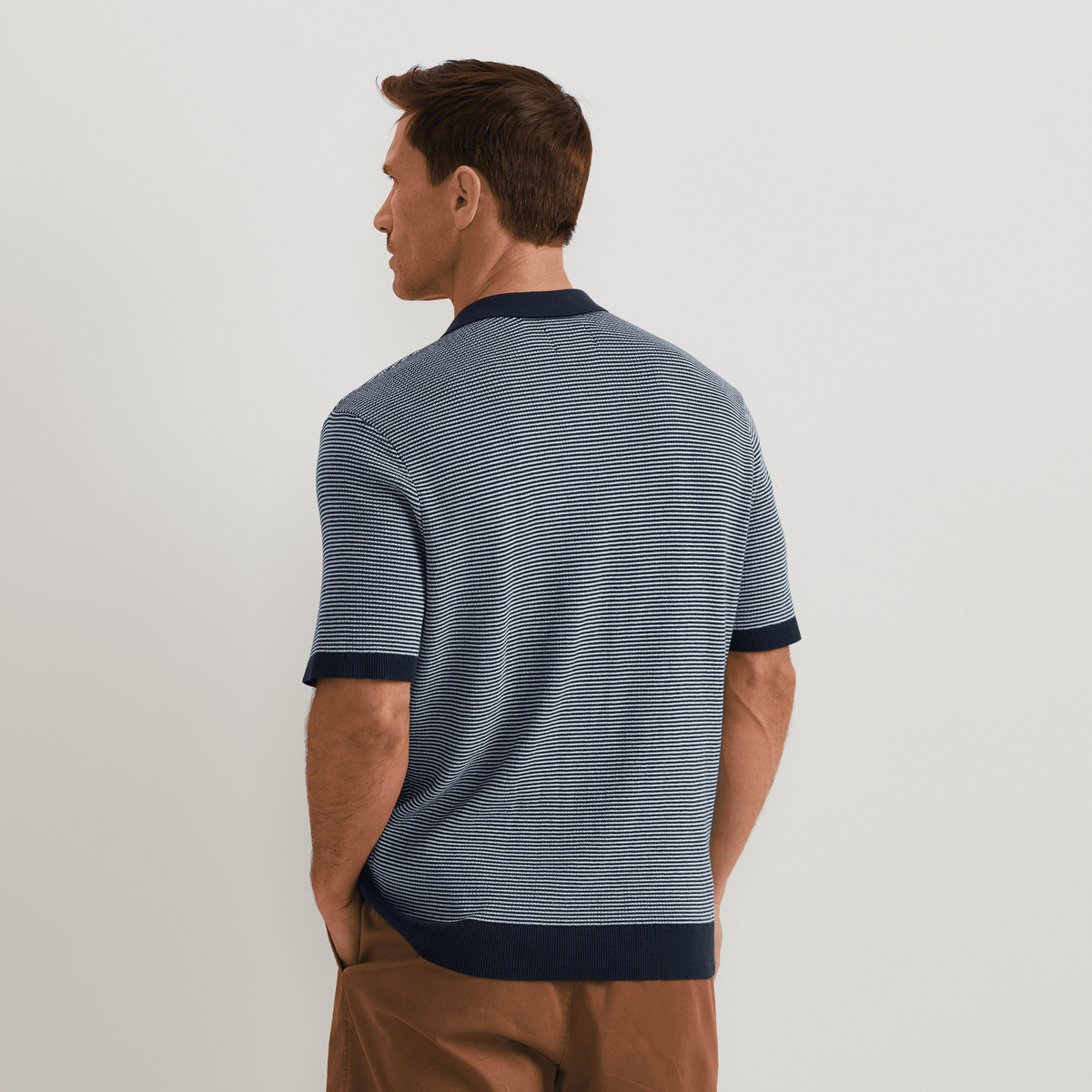 Men's Short Sleeve Novelty Polo Sweater – Stripe