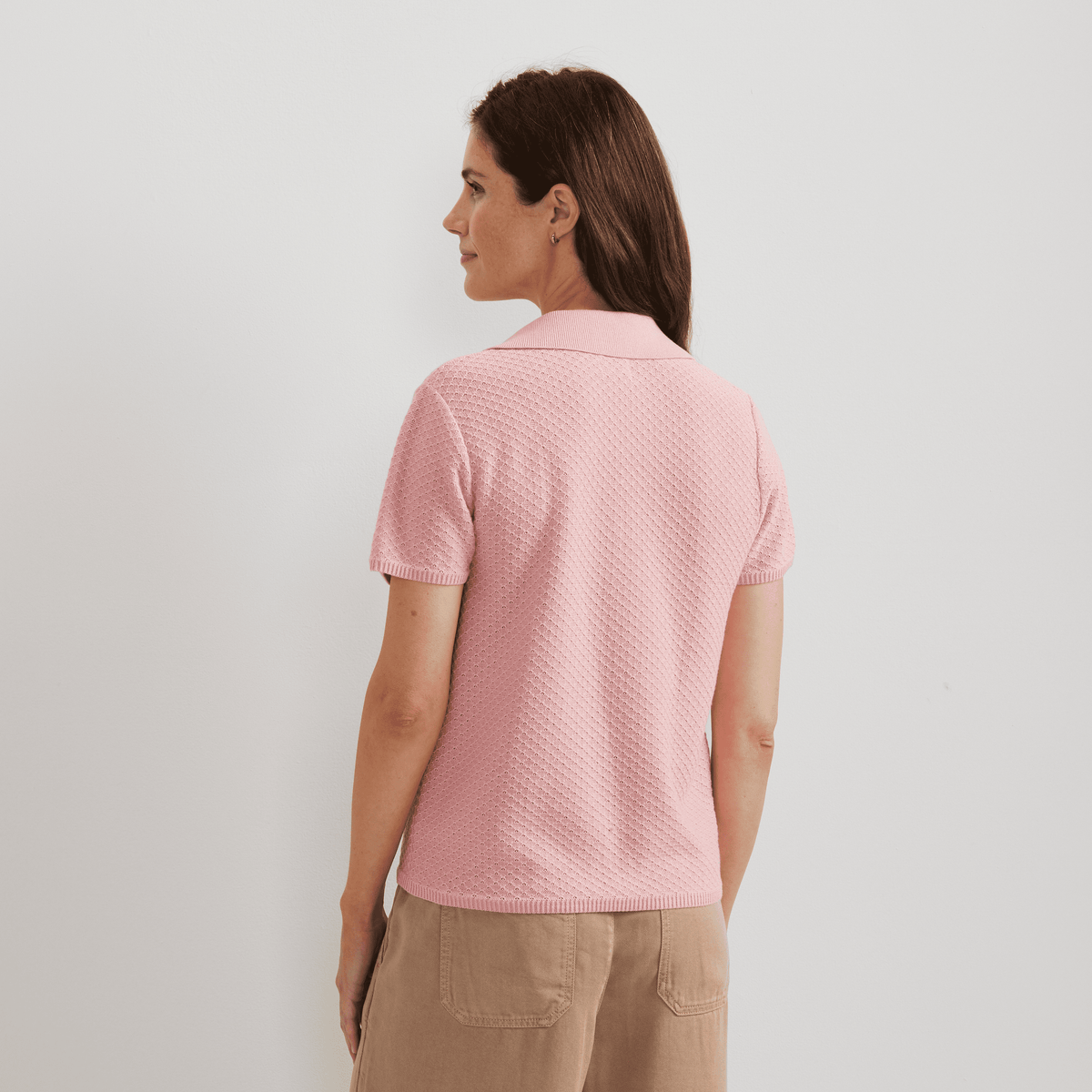Women's Diamond Stitch Short Sleeve Pullover Sweater