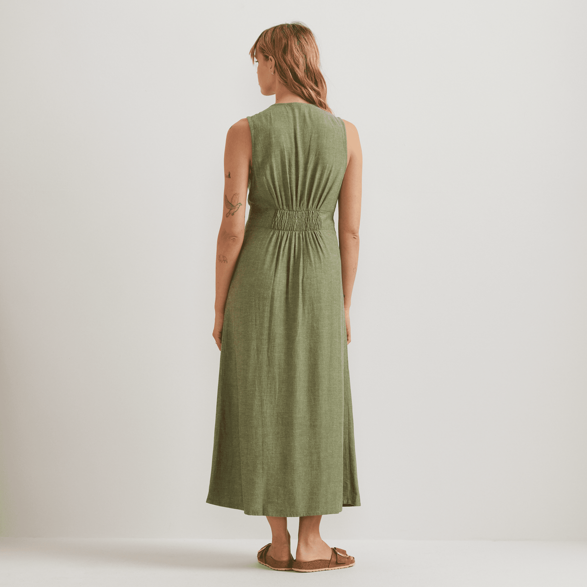 Women's Button Front Midi Dress