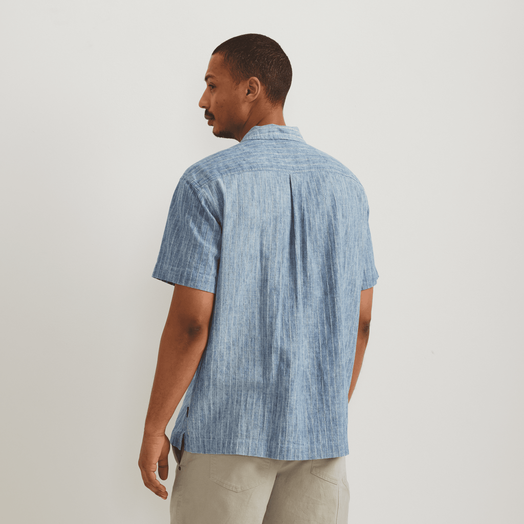 Men's Novelty Camp Shirt- Indigo