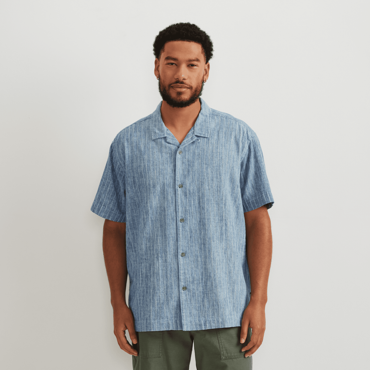 Men's Novelty Camp Shirt- Indigo