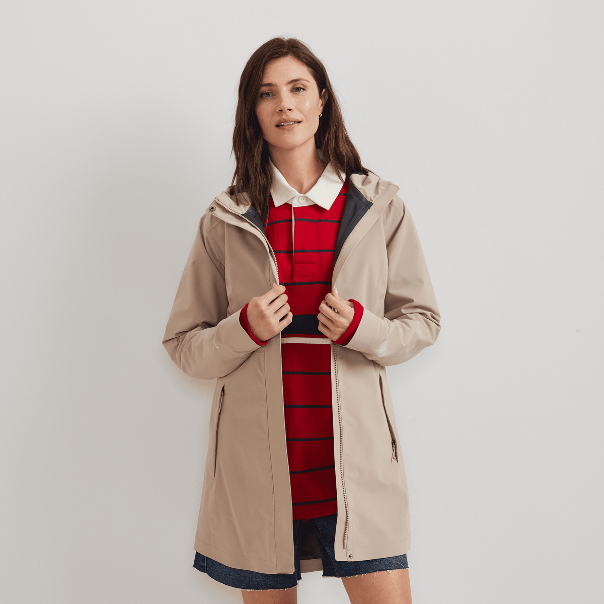 Women's Cloud Cap Waterproof Stretch Hooded Rain Parka
