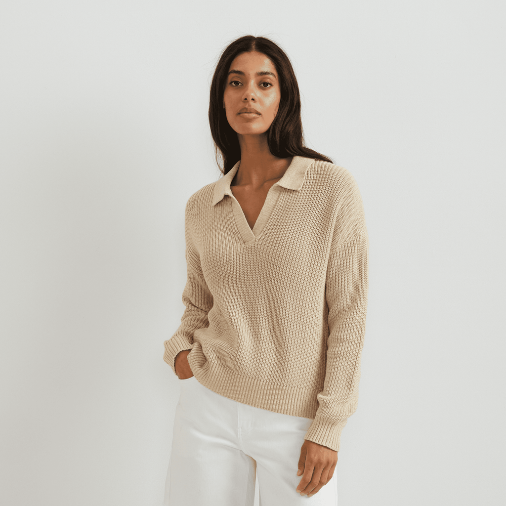 Women's Johnny Collar Polo Sweater