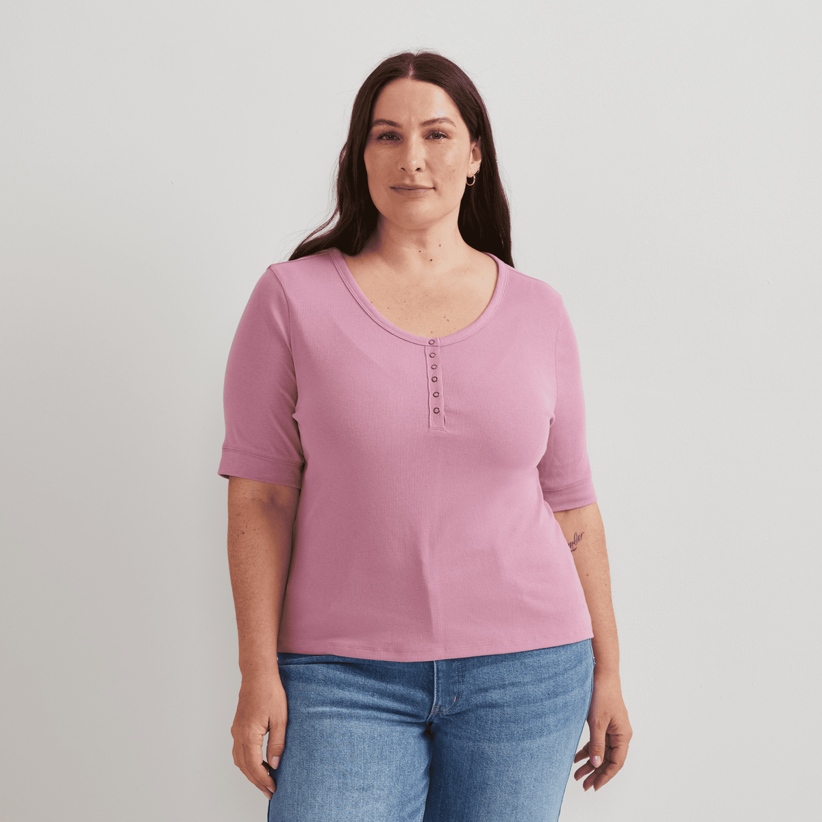 Women's Softline Short-Sleeve Ribbed Henley