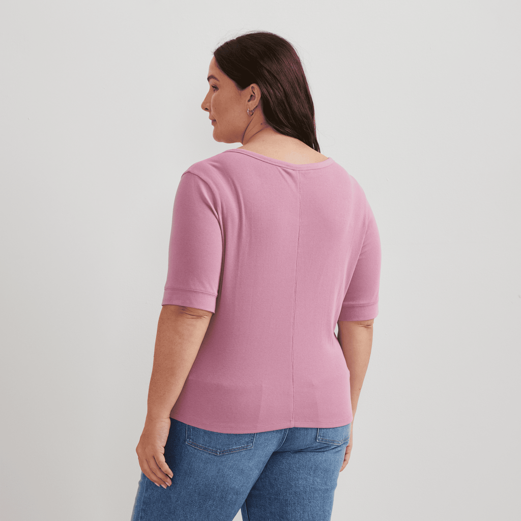 Women's Softline Short-Sleeve Ribbed Henley