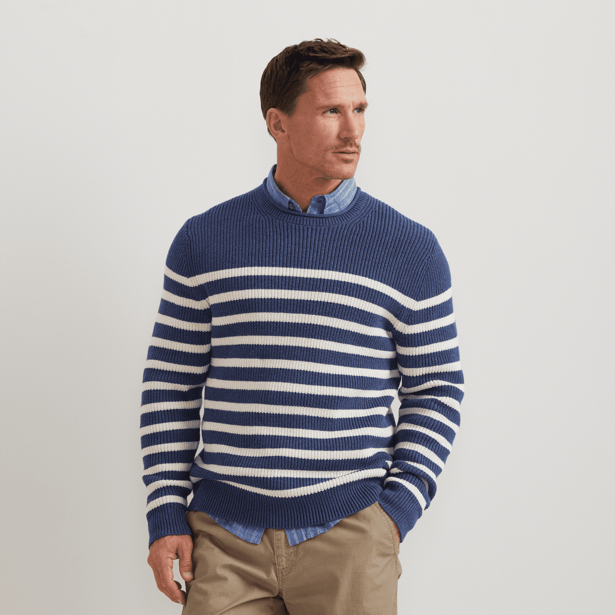 Men's Signature Roll Neck Sweater – Stripe