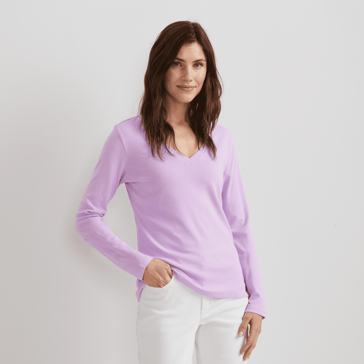 Women's Everyday Long-Sleeve V-Neck T-Shirt