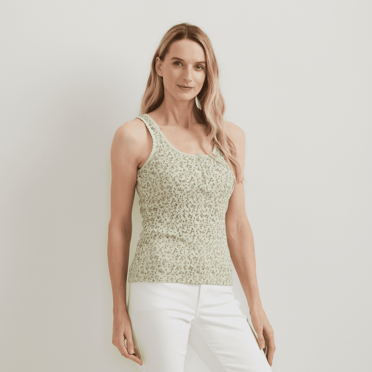 Women's Ribbed Henley Tank