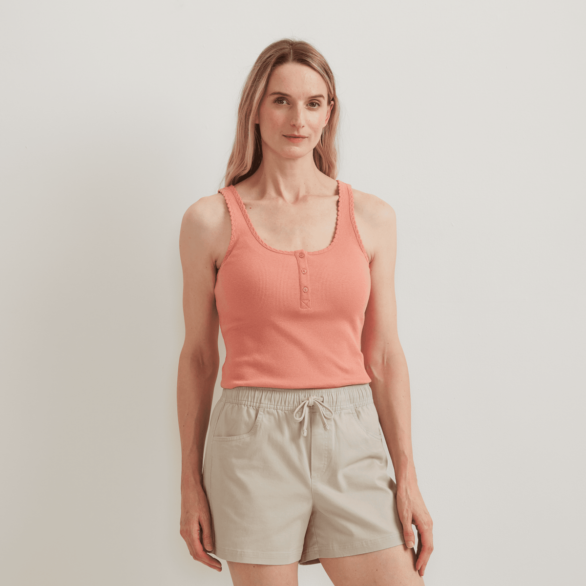 Women's Ribbed Henley Tank