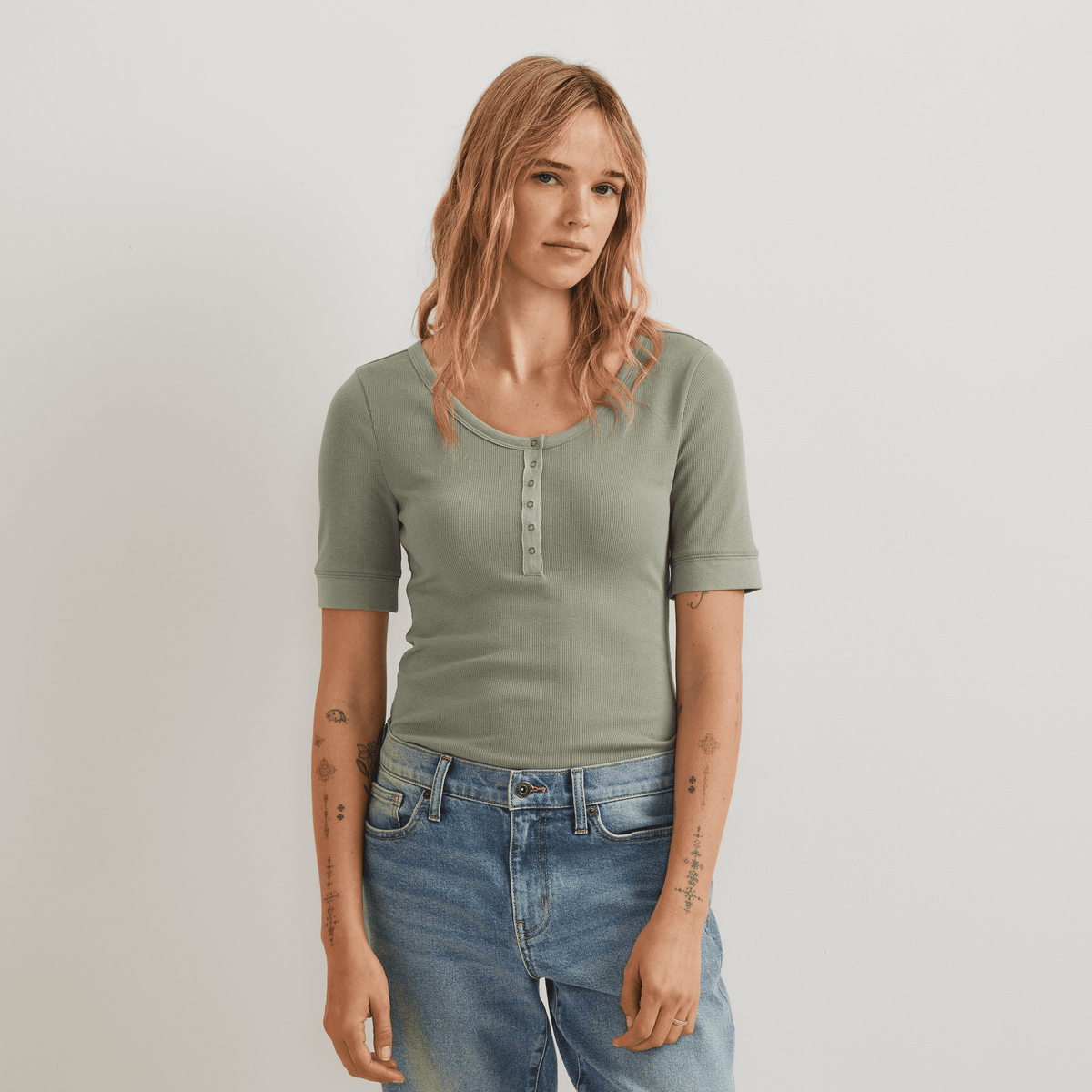 Women's Softline Short-Sleeve Ribbed Henley