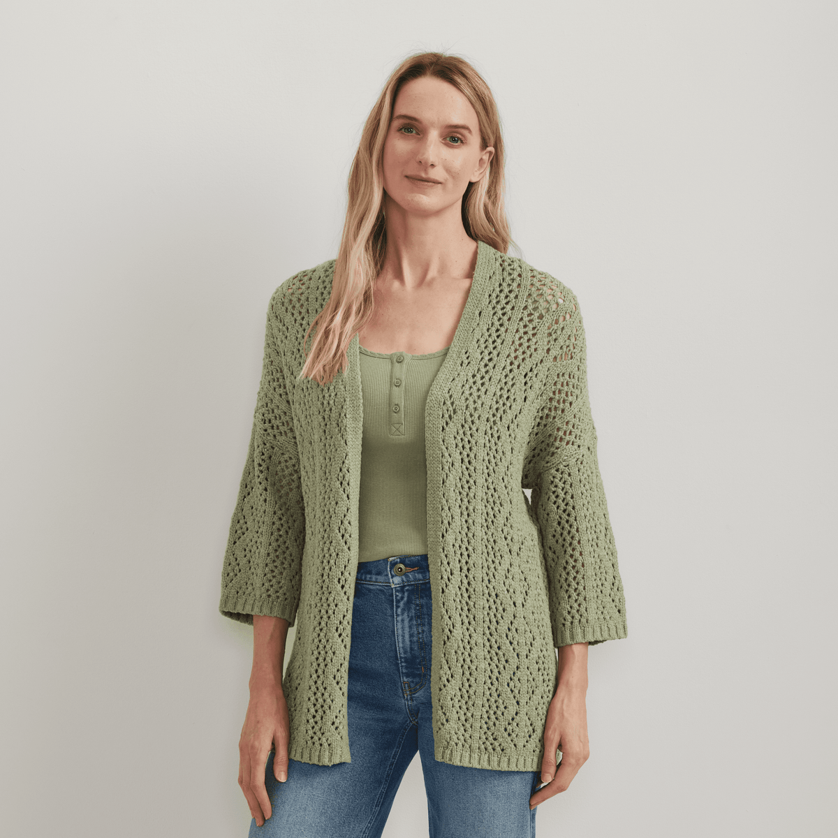 Women's Long Open Stitch Cardigan