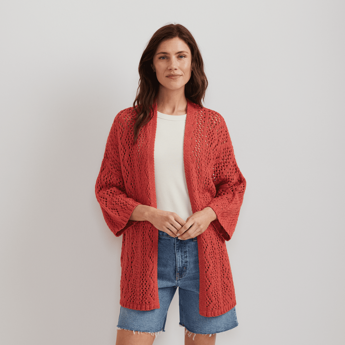 Women's Long Open Stitch Cardigan