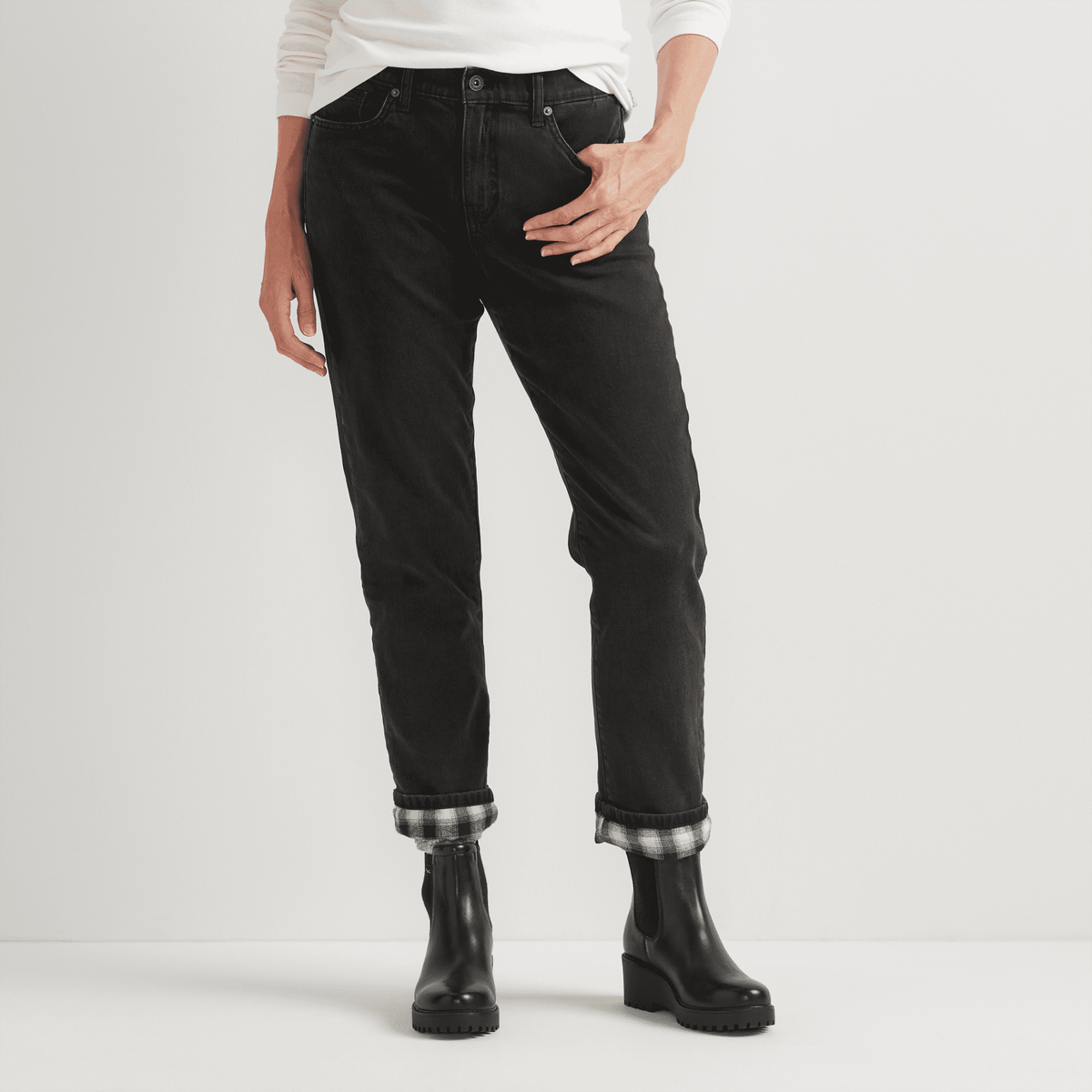Women's Boyfriend Flannel-Lined Jeans