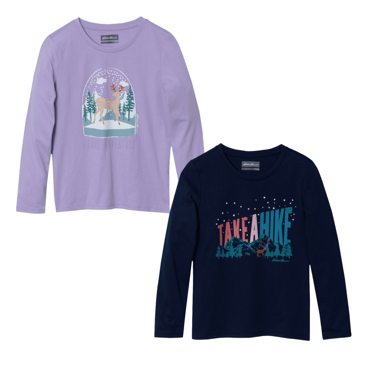 Girls Graphic Long-Sleeve T-Shirt – 2 Pack